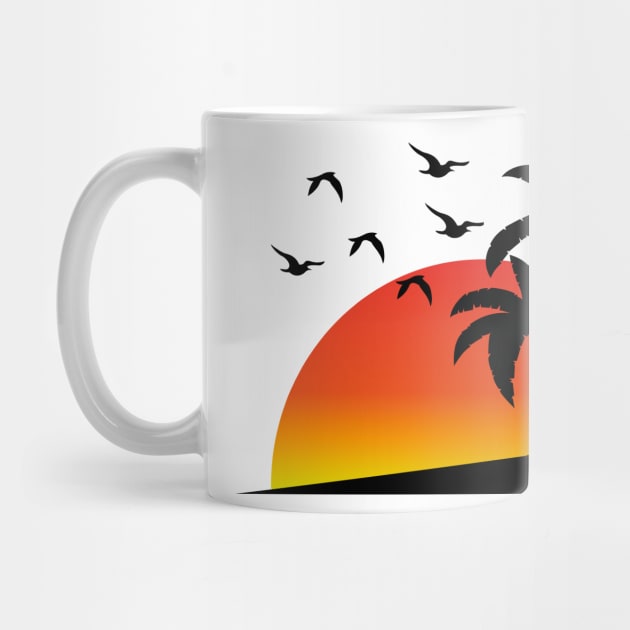 Sunset And Palm Tree by Global Creation